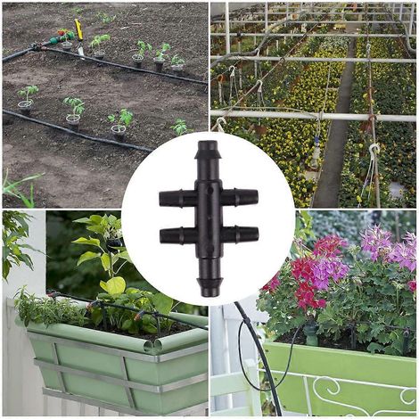 Adaptateur de tuyau à six voies pour robinet, compatible avec l'irrigation goutte à goutte, 1 jeu, noir (1/4)