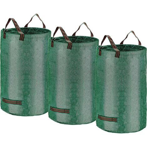 x 500 l große Gartensäcke, XXXL robuste Gartenabfallsäcke mit Doppelgriff, selbststehender und faltbarer Abfallsack, wiederverwendbarer Gartensack, (PP) Trockensack für Gemüse (1/5)
