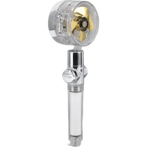 Vortex hydroelectric jet shower head, 360° rotating shower head, high-pressure shower head with pause switch and filter (1/4)