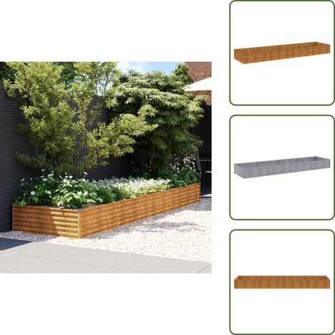 Lit surélevé de jardin 387x100x36 cm acier corten - Jardiniere Exterieur - Bac A Fleurs - Lit Surélevé Jardin - Acier Corten - Plante Grimpante (1/5)
