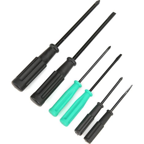 Jeu de 6 tournevis, comprenant des tournevis plats et cruciformes pour la réparation par traitement thermique, adapté aux machines à coudre. (1/5)