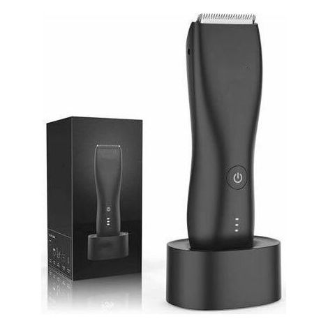 Tondeuse à poils pubiens pour hommes, tondeuse électrique pour le corps et l'aine avec station de charge pour les testicules, rasoir étanche pour une hygiène masculine optimale.
