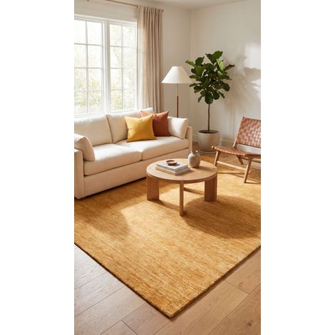 Tapis Gabbeh indien Tapis Uni - Tapis en laine  - 60x40cm, Rectangular - 100% Laine vierge - Tissé main - Or Scala