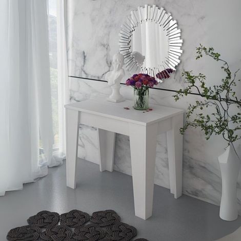 Consolle allungabile Petra con 6 allunghe colore bianco rustika