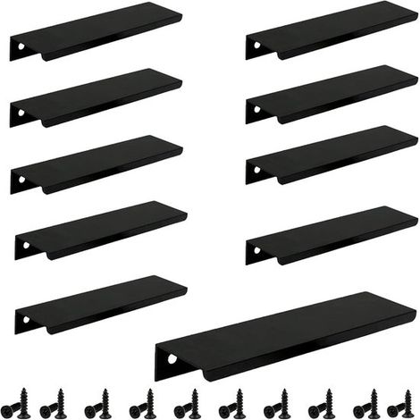 Poignée d'armoire de cuisine - 80 mm - noir - poignée carrée - accessoires de meubles - poignées de tiroir - 10 pièces (1/5)