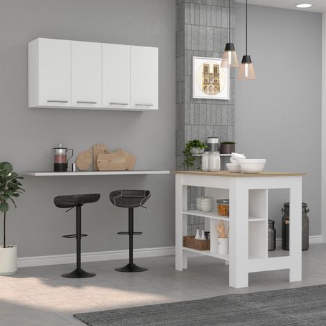 Set da Cucina Caledon con Isola e Modulo Superiore a Parete (1/5)