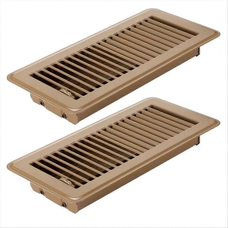 2 grilles de sol 10x4 pouces, bouche d'aération de chauffage au sol, couvercle de ventilation robuste, paire de plaques de sol pour conduit d'air, grille de retour d'air, dimensions 25x10 cm. (1/5)