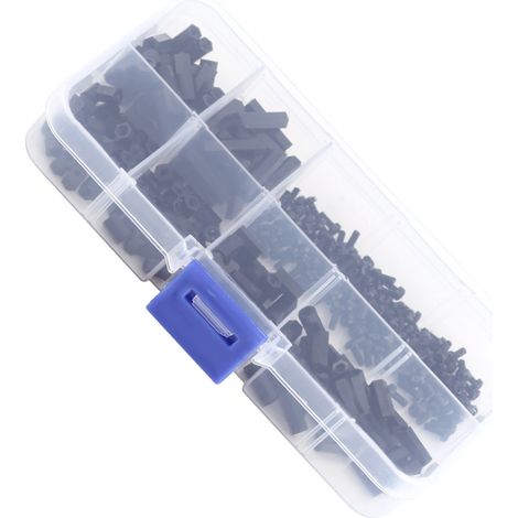 Kit 250 pièces entretoises femelles M2 en nylon, colonnes filetées hexagonales, assortiment de vis et écrous, boîte de rangement (M2 femelle D) (1/5)