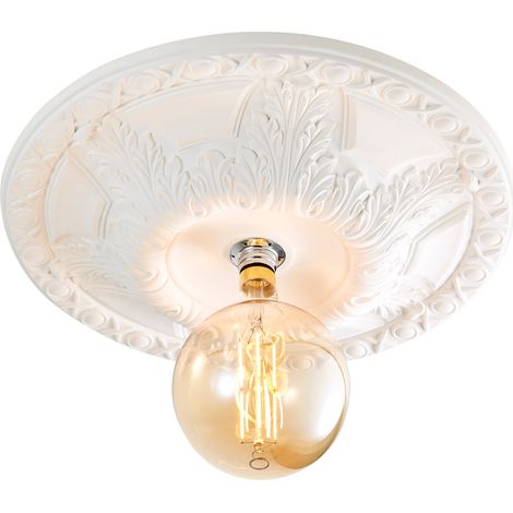 Litecraft Suilven Flush Mount Traditional Large Plaster Ceiling Rose - White (1/5)