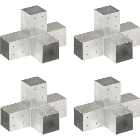 vidaXL Conectores de postes en X 4 uds metal galvanizado 81x81 mm (1/4)