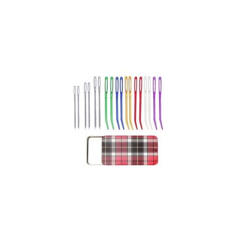 Agujas de coser G, aguja de lana hecha a mano, agujas de ojo grande con Stor-Crezuo