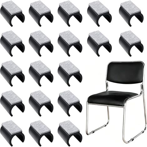 Ensemble de 40 patins de chaise pour chaises cantilever avec feutre, 22 mm, patins en feutre plastique pour chaises pivotantes, patins pour meubles, patins à pince pour chaises, antidérapants et antib (1/5)