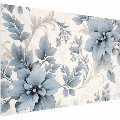 Poster – Türkisfarbene Zierblumen im Retro-Stil (1/4)