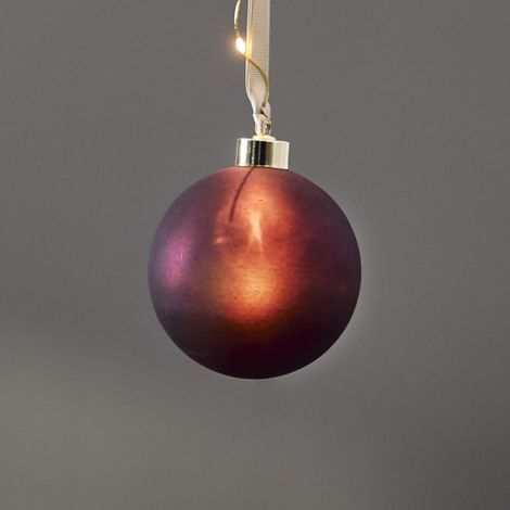 Batteriebetriebene Weihnachtsleuchte ,Bliss' mit Baumkugel, 16 Tautropfen-LEDs, Timer, rot, Ø 10cm (1/4)