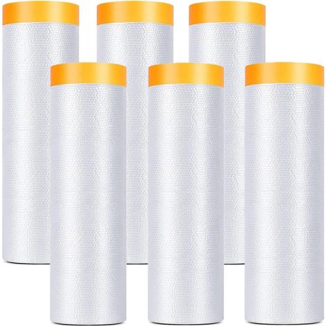 fundas protectoras de plástico con cinta adhesiva, rollos de 2 m x 20 m de cinta adhesiva transparente antipolvo para muebles, coches, suelos, paredes, pintura y decoración.
