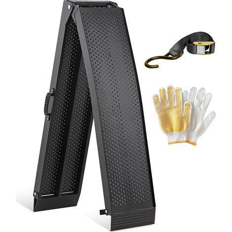 Rampe Voiture Pliante 340Kg Aluminium Rampe de Chargement 228x28x4.5cm Antidérapante Rampes de manutention Rampe Moto, Tondeuse à Gazon, Vélo et Quad (1/5)