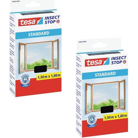[NEUWERTIG] B-Ware tesa STANDARD Fliegengitter Insektenschutz Fenster 150 cm x 180 cm Weiß 2 St. (1/2)