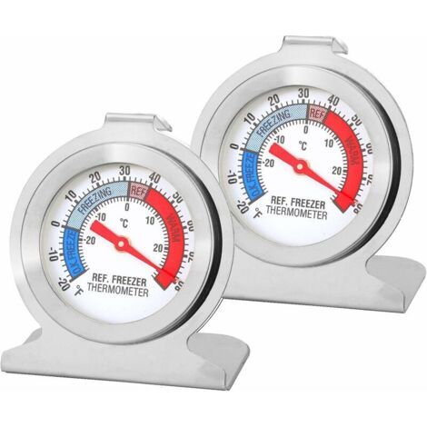 BUNTHAUS Thermomètre de réfrigérateur 2 pièces, thermomètre numérique pour tester le réfrigérateur, thermomètre de réfrigérateur, thermomètre de congélateur, petit thermomètre de précision rond, pièce (1/5)