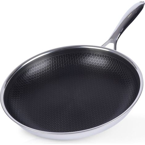 Non-stick frying pan in stainless steel, dishwasher safe (1/5)