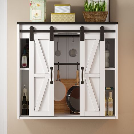 Armario mural de cocina 80x31x76 cm en MDF blanco con puertas correderas – MEUBLIV (1/5)