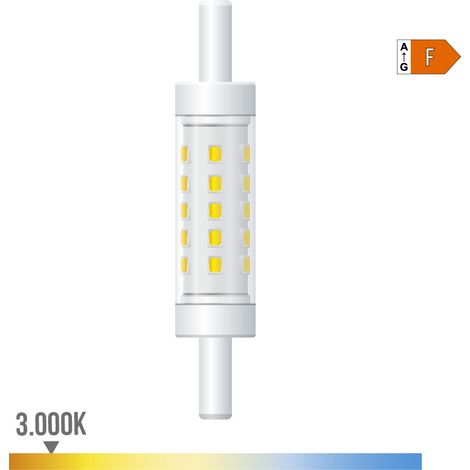 Bombilla lineal led 78 mm, r7s, 5 w, 500 lm, 3000 k, luz cálida, regulable, ø15 x 78 mm