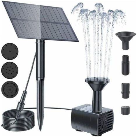 Bardusch - Pompe Solaire de Fontaine 1.5W 150LH Pompe a Eau de Fontaine Solaire Avec Panneau Solaire Avec 4 buses pour Bassin Jardin PZCC (1/4)