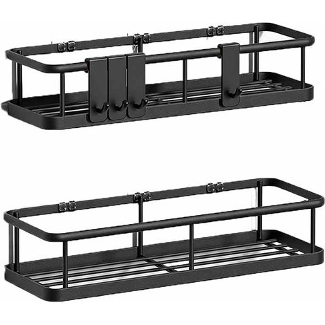 Organisateur de douche, ensemble de rangement de salle de bain 2 pièces, sans perçage, rangement de douche, porte-gel shampoing, noir (modèle de base) (1/5)