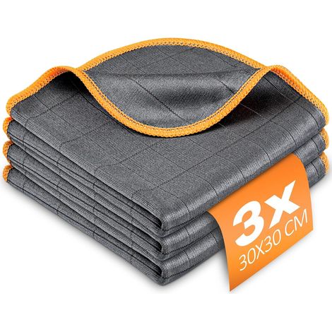 Chiffon Magique Microfibre Carbone 400GSM, Serviette Sans Trace Absorbant Polissage, Lingette Essuie Vitre Verre Lunette Vaisselle Cuisine Menage Voiture, Torchon Nettoyage Réutilisable Lavable (1/5)