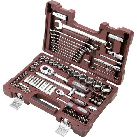[GEBRAUCHT] B-Ware Kraftwerk Steckschlüssel Werkzeugset 93-teilig 1/4" und 1/2" Werkstatt Koffer (1/2)