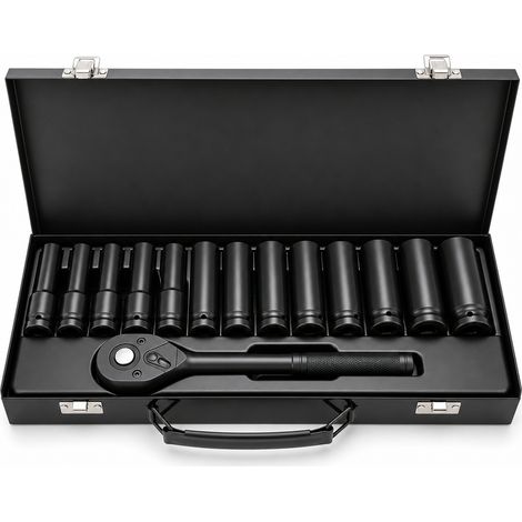Set of 10 1/2" hexagonal sockets with extension for car mechanics (1/5)