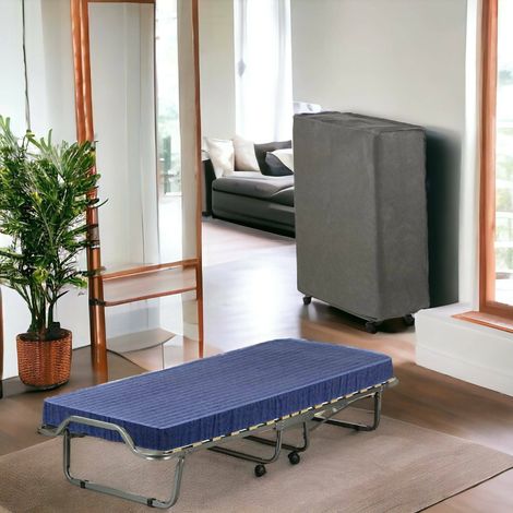 Talamo Italia - Letto pieghevole Ada, Lettino salvaspazio, Brandina 100% Made in Italy, con imballo rinforzato, Materasso in memory 200 cm incluso, 80x200h40 cm, rete 15 doghe, Cover protettiva inclus