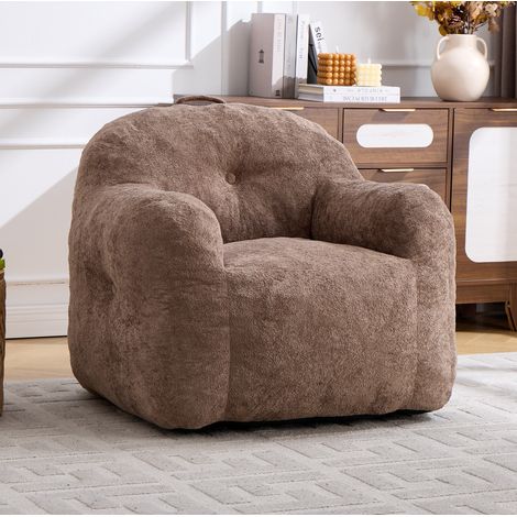 Sillón de felpa sintética 95 x 95 x 79 cm, sin montaje, caqui OKMYHOME (1/5)