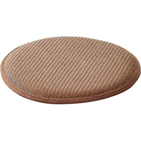 1 runder Hocker, Massivholz, dickes Kissen, polierte Oberfläche, für Zuhause, Büro, Terrasse (1/5)