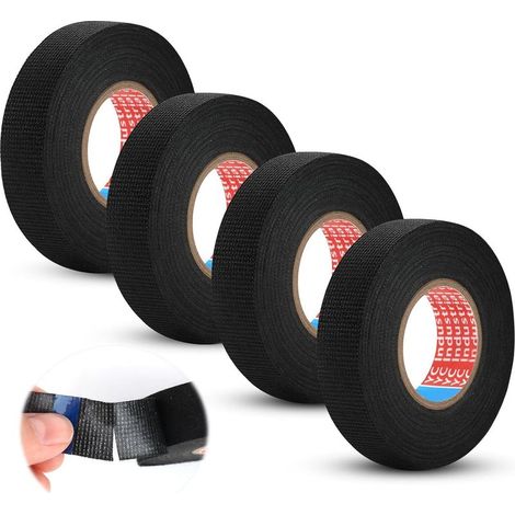 4 Pièces Ruban de Câbles Noir,19mm x 15m Résistant à la Chaleur Rubans,Ruban Adhésif Isolant,ÉLectrique Bande Isolant en Tissu,Ruban de Câblage Automobile,pour Ménage Voiture Moto Faisceaux de Câbles (1/5)