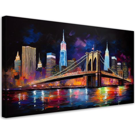 Tableau déco Ville abstraite Pont New York 100x50 (1/5)