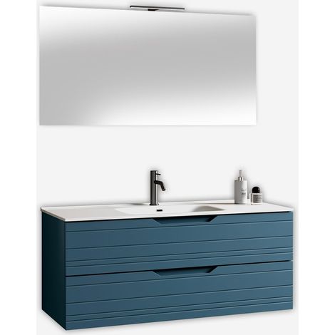 Hängender Badmöbel-Set mit Spiegel und Waschbecken Solmira - Blau