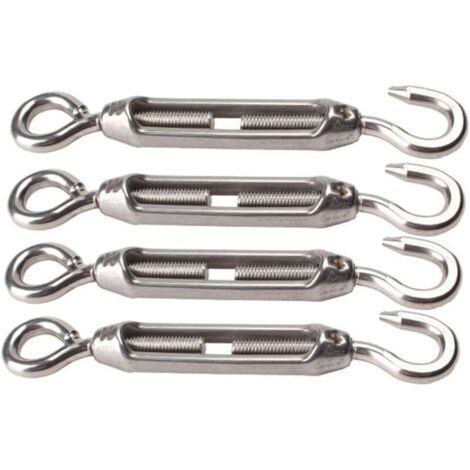 Tendeur à œillet M4 en acier inoxydable 304, crochet de tension de câble, tendeur de câble, lot de 4 (1/5)
