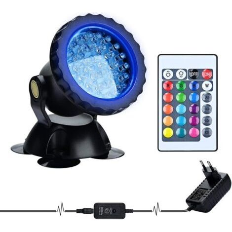 Bardusch-RGB Projecteur Aquarium,sous Marine Eclairage Submersible pour Poisson, LED étanche IP68 Lampe Angle Réglable Lumière avec Télécommande pour Jardin Pond Piscine Fontaine (1 Pack)