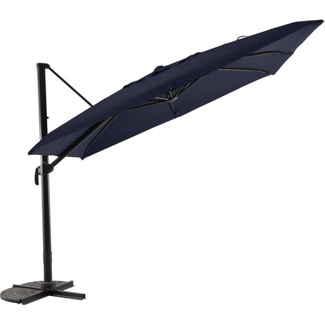 Parasol déportée carré inclinable 5 positions Bleu chiné - 3 x 3 m - Jardideco