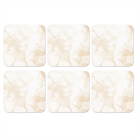 DESSOUS DE VERRE Marbre - Blanc - Or - Luxe Lot de 6 10x10 (1/5)