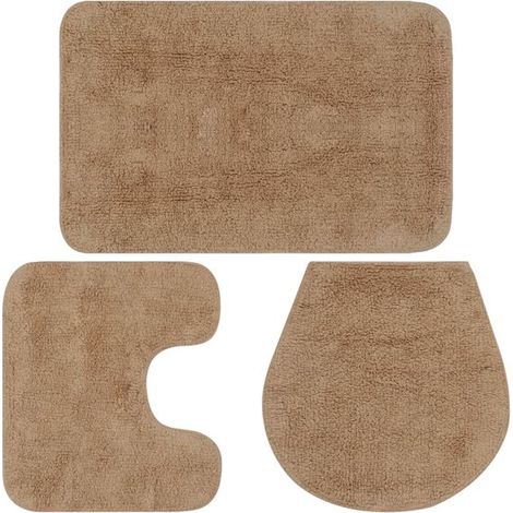 Ensemble de trois tapis de bain, tissu beige (1/5)