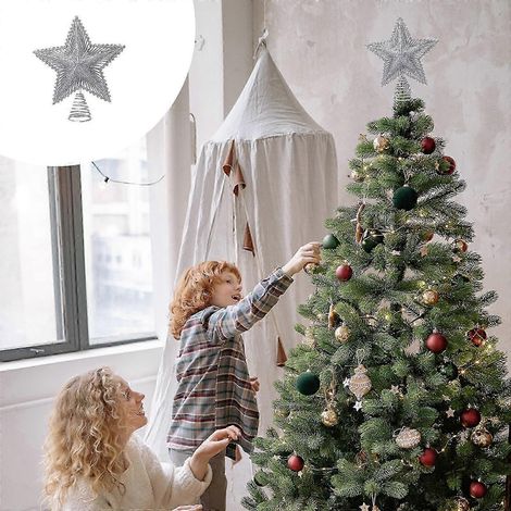 Étoile de Noël décorative pour sapin, guirlande lumineuse en métal, 1 pièce (1/5)