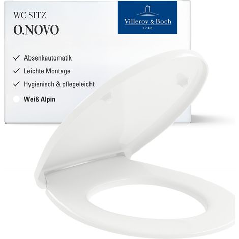 Villeroy & Boch WC-Sitze O.novo, Toilettendeckel mit Absenkautomatik, aus Duroplast, oval, Weiß Alpin (1/5)