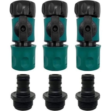 Connecteur rapide pour tuyau d'arrosage 8.5x3.5CM avec valve, raccords rapides 3/4 ", connecteur en plastique ABS (1/4)