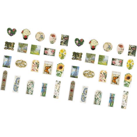 Pack d'autocollants infeelme - Série Amour Intemporel - Autocollants décoratifs floraux vintage pour journal DIY (40 feuilles) - Ciel dégagé et ciel bleu (1/5)