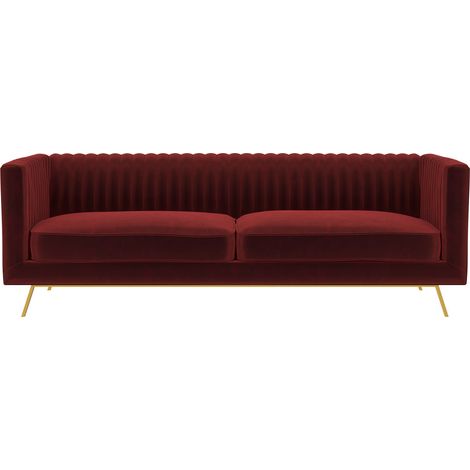 Sofá Gatsby 3 plazas en terciopelo vinotinto