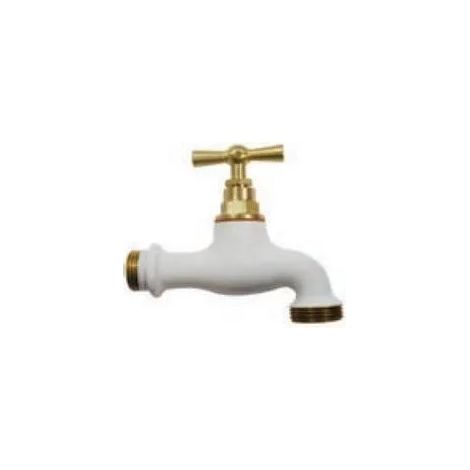 Robinet d'arrosage bicolore Blanc, 15x21/20x27