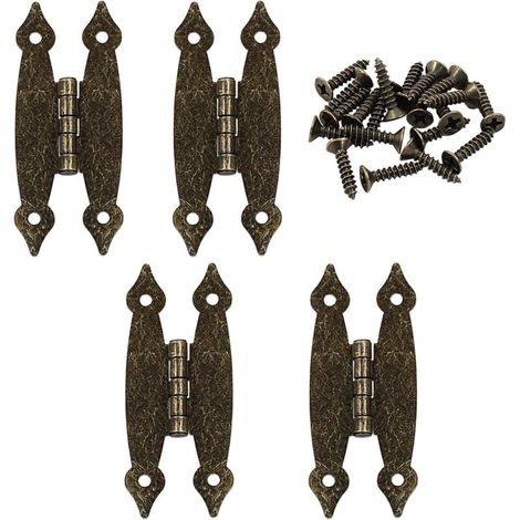 Lot de 4 Charnières en Fer vert Style Ancien pour Portes D'armoire, Robustes et Multifonctions Distance de Trou 6,3 Cm, Cuisine et Meubles (1/5)