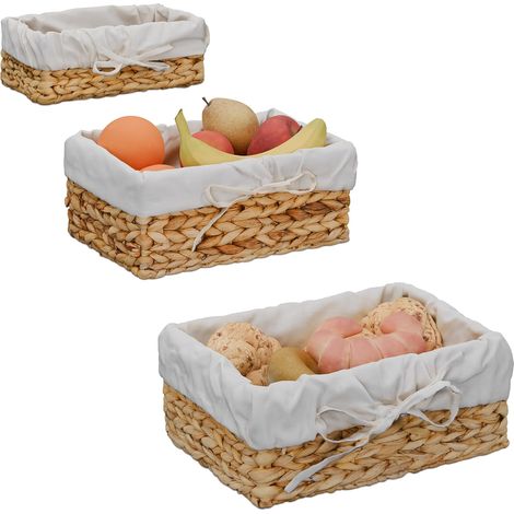 Corbeille à Pain, lot Pratique de 3, Insert en Coton, Design scandinave, Nature et crème (1/4)