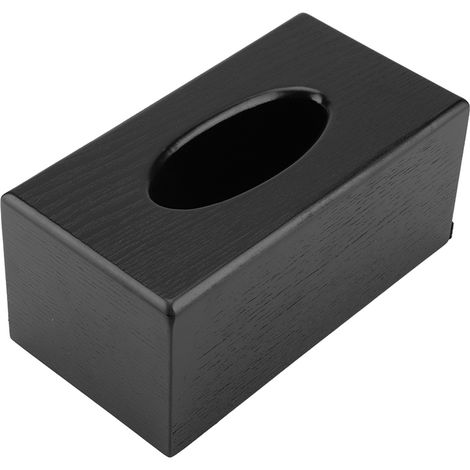 Boîte à mouchoirs rectangulaire en bois naturel et élégant pour salon, chambre, cuisine (noir) (1/5)